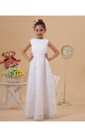 Sleeve Floor length Short Satin/Lace Embroidery Zipper Ivory Scoop A line Flower Girl Dress