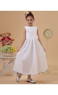 A line Zipper Hand Made Flower Ivory Scoop Ankle Length Sleeveless Taffeta Flower Girl Dress