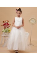 Scoop A line Zipper Taffeta/Organza Belt/Bow Ankle Length Sleeveless Ivory Flower Girl Dress