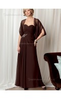 Grape Floor-length Chiffon Zipper A-line Sleeveless Sweetheart Natural Beading Mother of the Bride Dress