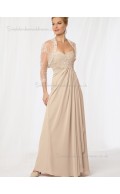 Champagne Floor-length Chiffon Empire Zipper Sweetheart Applique Sleeveless A-line Mother of the Bride Dress