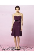 Natural Backless Sweetheart Knee-length Grape A-line Flowers Satin Sleeveless Bridesmaid Dress