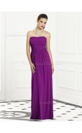 Column-Sheath Bateau Purple Sash-Ruched-Ruffles Empire Backless-Zipper-Back Sleeveless Floor-length Chiffon Bridesmaid Dress