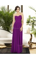 Sleeveless Column-Sheath Purple Ruched-Ruffles Sweetheart-Strapless Backless-Zipper-Back Floor-length Dropped Chiffon Bridesmaid Dress