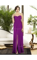 Floor-length A-line Ruched-Ruffles Chiffon Purple Sleeveless Sweetheart-Strapless Empire Backless-Zipper-Back Bridesmaid Dress