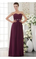 Zipper Burgundy Natural Sweetheart Beading/Crystal/Ruffles/Ribbons/Draped Sheath Sleeveless Chiffon Sweep Bridesmaid Dress