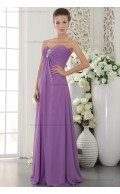 Sweep Sweetheart Natural Chiffon Crystal/Ruffles/Side-Draped Zipper Lilac Sleeveless Sheath Bridesmaid Dress