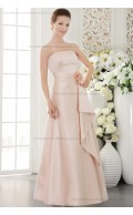 Sleeveless Strapless Indy-Pink Sheath Natural Flowers/Side-Draped Satin Sweep Lace-up Bridesmaid Dress