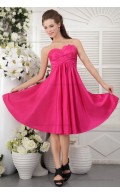 Sleeveless Short-length Pink Sweetheart Satin Ruffles/Draped Natural Zipper Princess Bridesmaid Dress