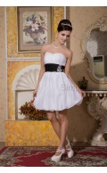 Zipper Short-length Taffeta/Satin Natural Sweetheart A-line Sleeveless Flowers/Ribbons White Bridesmaid Dress