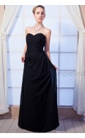 A-line Sleeveless Chiffon Sweetheart Black Natural Ruched Floor-length Zipper Bridesmaid Dress