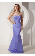 Sleeveless Ruched Satin Floor-length Mermaid Lavender Zipper Sweetheart Empire Bridesmaid Dress