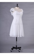 Natural Ruffles A-line Chiffon/Elastic-Satin Zipper Ivory Mini Sweetheart Sleeveless Bridesmaid Dress