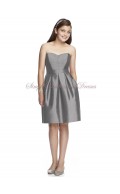 quarry Taffeta Sash Sleeveless Sweetheart Natural Zipper Silver A-line Short-length Bridesmaid Dress
