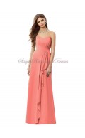 Draped Zipper Sleeveless Natural ginger Chiffon Sweetheart A-line Floor-length Pink Bridesmaid Dress