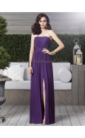 Sleeveless Strapless majestic Ruched/Draped Zipper A-line Chiffon Floor-length Natural Purple Bridesmaid Dress