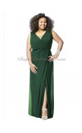 Column/Sheath Dark Empire Sleeveless Floor-length Draped/Split Green Zipper Hampton-Green V-neck Chiffon Bridesmaid Dress