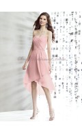 Pink Natural rose Draped Sleeveless Chiffon Strapless/Sweetheart A-line Knee-length Zipper Bridesmaid Dress