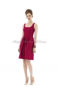 Burgundy Sleeveless A-line sangria Short-length Ruffles Zipper Chiffon Natural Bateau/Straps Bridesmaid Dress