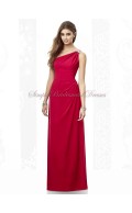 Beading Floor-length Empire Chiffon Fuchsia Column/Sheath valentine One-Shoulder Zipper Sleeveless Bridesmaid Dress