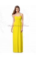 Sleeveless Citrus Column/Sheath Ruched Chiffon Floor-length Empire Strapless/Sweetheart Daffodil Zipper Bridesmaid Dress