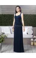 Straps/V-neck Draped Sleeveless Column/Sheath Chiffon midnight Zipper Floor-length Natural Dark-Navy Bridesmaid Dress