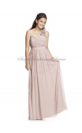 Sleeveless One-Shoulder Zipper Flowers/Draped Empire Pink Floor-length Chiffon cameo A-line Bridesmaid Dress