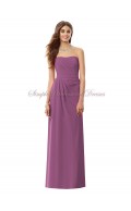 Floor-length Lilac Sash/Draped Radiant Zipper Sleeveless Natural Column/Sheath Chiffon Strapless Orchid Bridesmaid Dress