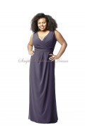 Floor-length A-line Empire Zipper Straps/V-neck Chiffon stormy Sleeveless Grey Draped Bridesmaid Dress