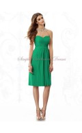 A-line Strapless/Sweetheart Empire Zipper Knee-length Sleeveless Draped PANTONE-Emerald Chiffon Green Bridesmaid Dress