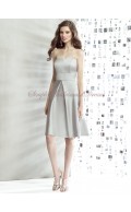 A-line Sash Knee-length Satin Silver Sleeveless Bateau/Strapless Zipper Natural taupe Bridesmaid Dress