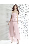 Zipper Strapless/Sweetheart A-line Tea-length Pink Draped Chiffon blush Natural Sleeveless Bridesmaid Dress