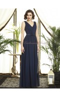 Chiffon Zipper Natural Dark-Navy Draped/Sash midnight Sleeveless A-line Straps/V-neck Floor-length Bridesmaid Dress