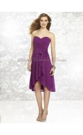 Purple Strapless/Sweetheart A-line Draped/Bow Sleeveless Natural Knee-length Zipper Chiffon persian-plum Bridesmaid Dress