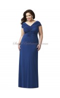 Chiffon Straps/V-neck Estate-Blue Blue Column/Sheath Zipper Sleeveless Natural Floor-length Draped Bridesmaid Dress