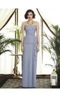 Dropped Draped Column/Sheath Silver Sleeveless Floor-length platinum Zipper Chiffon Strapless/Sweetheart Bridesmaid Dress