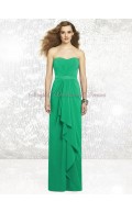 Zipper Chiffon Draped/Sash Strapless/Sweetheart Green Floor-length Column/Sheath Natural Sleeveless PANTONE-Emerald Bridesmaid Dress