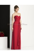 valentine Floor-length Sleeveless Chiffon Strapless/Sweetheart Natural red Ruched Column/Sheath Zipper Bridesmaid Dress