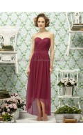 Chiffon Natural Sleeveless Zipper Strapless/Sweetheart Tea-length Draped Burgundy claret A-line Bridesmaid Dress