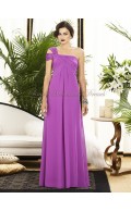 Chiffon Empire A-line Floor-length One-Shoulder Sleeveless Lilac orchid Zipper Ruched Bridesmaid Dress