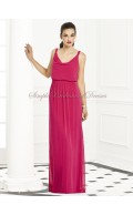 Floor-length Draped Straps posie Fuchsia Chiffon Sleeveless Empire Zipper Column/Sheath Bridesmaid Dress