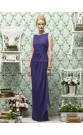 Draped Floor-length Purple Natural Column/Sheath Bateau regalia Chiffon Zipper Sleeveless Bridesmaid Dress