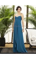 Empire Zipper ocean-blue Blue Sleeveless Floor-length A-line Chiffon Straps/Sweetheart Ruched Bridesmaid Dress