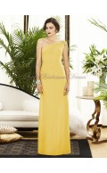 marigold Daffodil One-Shoulder A-line Dropped Draped/Sequin Chiffon Sleeveless Zipper Floor-length Bridesmaid Dress