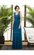 Sleeveless Draped/Sash Zipper windsor-blue Empire Floor-length A-line Blue Straps Chiffon Bridesmaid Dress