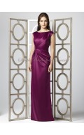 Zipper Satin Burgundy Dropped Bateau Floor-length Sleeveless Draped Column/Sheath merlot Bridesmaid Dress