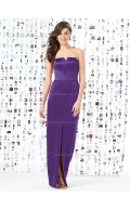 Majestic / Purple Natural Belt V-neck Floor-length Column / Sheath Satin Sleeveless Bridesmaid Dress