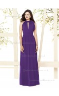 Majestic / Purple Scoop Natural Sleeveless Chiffon Floor-length Column / Sheath Draped Bridesmaid Dress