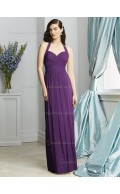 African Violet / Purple Empire Floor-length Sleeveless Sweetheart Column / Sheath Chiffon Draped Bridesmaid Dress