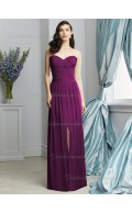 Wild Berry / Purple A-line Floor-length Sweetheart Sleeveless Draped Natural Chiffon Bridesmaid Dress